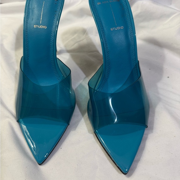 Black Suede Studio Women’s Sandal Heels W/Size 7.5 EU/37.5 - Picture 6 of 8